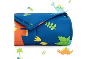 ‎SIVIO Sivio Gewichtsdecke, 1,4 kg, 90x120 cm, Therapiedecke Schlafhilfe Stressabbau, 100% Natürliche Baumwolle, Hypoallergene Glasperlen, Blaue Dinosaurier