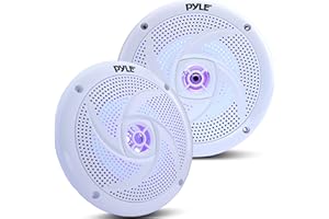 Pyle Enceintes Marines - 165 mm 2 Voies Étanches et Résistantes aux Intempéries, Système Audio Stéréo Extérieur avec Lumières LED, Puissance de 240 Watts - 1 Paire - PLMRS63WL (Blanc)