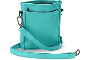 Ostfriesenpfoten® Leckerlibeutel 'Frieda' für Hunde aus hochwertigem Kunstleder - Türkis Größe M - Futterbeutel mit EasyOpen Einhandmagnetverschluss - Gassitasche für Hunde-Leckerli