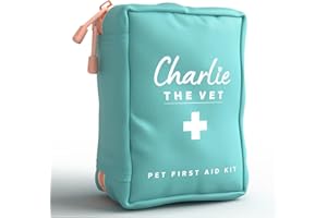 CHARLIE THE VET Dog First Aid Kit/Pet First Aid Kit - Vet Approved Premium First Aid Supplies for All Emergencies, Instruction Booklet, Thermometer, Vet Wrap, Bandages, Nail Clippers, Tick Removers, Wipes and More.