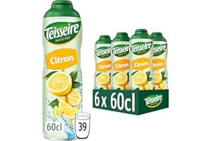 Teisseire Sirop de Citron pour Boisson Rafraîchissante, Cocktails, Bidon Recyclable 6x60cl