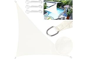 LEcylankEr Sun Shade Sail 3x3x4m Triangular PES Polyester Waterproof Sail Shade with Accessories 95% UV Block Shade Sails Sun Shades for Garden Outdoor Patio Pergola Balcony (beige, 3 x 3 x 4 m)