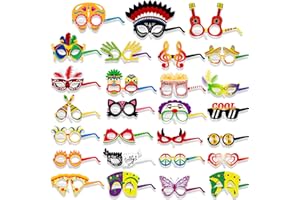 DPKOW 27pcs Divertenti maschera occhiali da festa per Carnevale di Venezia, carta Occhiali per Halloween Carnevale Costume Accessori foto props Bomboniera, Messicana Festa Compleanno Costume Accessori