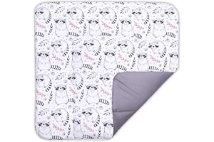 BONKY® Wickelauflage 75x72 cm - aus hautfreundlicher Baumwolle - Wickelunterlage mit rutschfeste Unterseite - Baby Wickeltischauflage - Mega weich und angenehm - Made in EU - Waschbär