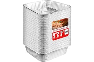 XpressPak [20-Pack - Aluminium Foil Trays - (20x20 cm) - Aluminium Pans Disposable Tin Foil Baking Trays - 8-Inch Square Pans for Baking, Roasting, Transporting & Food Prepping
