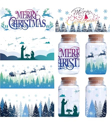 Calcomanías Navideñas UV DTF Para Decorar Ventanas, Botellas Y Más - 3 Hojas De árbol De Navidad, 15x30 Cm, Fáciles De Aplicar Y Totalmente Impermeables