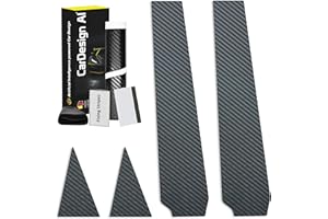 CAVERZ Dekor Zierleiste passend für Audi A3 8PA Sportback & S3/RS3 2004-2013: Lackschutzfolie für B-Säule Blende Abdeckung Links/rechts Vordertür/Hintertür (Carbon-Design)