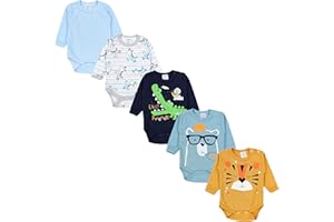 TupTam Baby Body Langarm – Weicher Body Baby 5er Pack aus Baumwolle, Unifarben, OEKO-TEX Zertifiziert