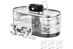 MUAEEOK 118oz/3.5L Wireless Cat Water Fountain - Drinking Fountain for Cats Indoor - Automatic Pet Water Dispenser Rechargeable - Indoor with Motion Sensor (Transparent, 6 filters + 6 sponges)