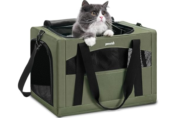 pecute Sac de Transport pour Chat, Cadre Ultra Stable, Pliable, Sac Transport Chat Portable, Écurie Sac de Transport pour Chiens de Compagnie Convient pour Les Voyages et Les Sorties, Vert
