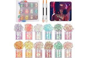 Owelth 12 Colori Glitter Unghie, Glitter Make Up Brillantini Corpo, Glitter Unghie Nail Art Glitter Occhi Per Viso Corpo Capelli Labbra Ombretto e Unghie, Glitter per Festival, Party