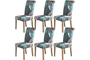 ‎HZDHCLH HZDHCLH Chair Covers, Set of 6 Chair Covers, Stretch, Removable, Washable, Dining Room Chair Protective Seat for Hotel, Restaurant, Kitchen, Wedding Party (Old Town/6 Pieces)