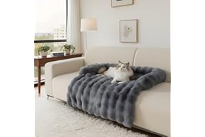 LIVEGO Coussins de canapé en Peluche épaisse Lapin pour canapé, Tapis de lit pour Chien, Couverture de canapé Lavable en Peluche pour Chien, protège-Meubles Tapis de canapé pour Chiens et Chats