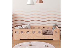 smartwood Lit Enfant 90x190 TILA 4P - lit avec sommier à Lattes - Meubles de Chambre d'enfant - lit Enfant en Bois avec Barriere - différentes Variantes - Bois Naturel - 190x90 lit Simple
