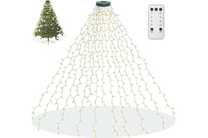 aneeway Christmas Tree Lights Fairy Lights 6.6FT x 16Line 400LEDs String Light Mains Powered Waterproof with Remote & Timer 8 Modes for Outside Indoor Party Xmas Tree Decorations Warm White