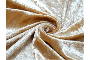 THEFABRICTRADE Crushed Velvet Fabric Craft Stretch Velour Material - Soft Furnishing & Craft Velour Fabric - 150cm Wide (Honey Gold, Sold by The Metre)