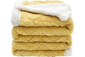 AMO NENES Przytulny koc, puszysty koc, 100 x 150 cm, flanelowy, koc polarowy, narzuta na sofę, do sypialni, biura, żółty