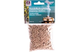 ‎BEEMEN Sandelholzsplitter 25g - Räucherwerk Duftende Hölzer, Kräuter, Blüten zum Räuchern auf Sieb und Holzkohle Naturreine Räucherstoffe für Entspannung, Reinigung