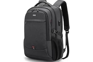 DUSLANG Sac à Dos Ordinateur Portable 17 Pouces Homme Fonctionnel Sac à Dos PC Portable avec USB Charging Port Imperméable Antivol pour Collège Affaire Scolaire Voyage - Noir