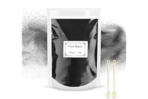 ROUCLO 100g Poudre de Mica - Colorant Résine Époxy Métalliqu Pigment Résine Époxy, Colorant de Savon, Colorant en Poudre pour La Fabrication de Résine, Bijoux, Savon,Slime, Bombes, Bain, Bougies (Noir)