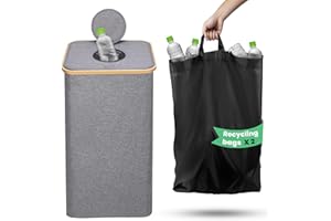 HassoKon Recycling Bin for Kitchen Home, Separate Recycling Waste Bags,100L Recyclable Waste Trash Sorting Organizer for Collecting Empties and Glass Waste,Deposit Bottles,Reusable Waterproof