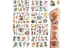DEEN Kids Temporary Tattoo 8 Sheets,Paw Patrol Tattoos for Kids Boys Girls,Childrens Cartoon Waterproof Fake Tattoos Stickers for Birthdays Party Bags Filler Birthday Gifts Decoration