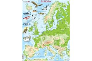 Larsen K70 Mappa Fisica Europa, edizione Italiano, Puzzle Incorniciato con 87 pezzi