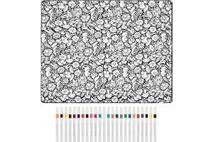 PEIZHIYC Målarfilt, 156 x 125 cm, återanvändbar, med 24 färgade penslar, tvättbar sammetsfilt för barn och vuxna, kreativt py