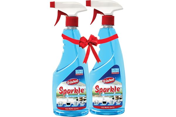Trishul Sparkle Glass And Household Cleaner With Shine Booster Pro Glass Multi Surface Cleaner Disinfectant 500ml Pack of 2