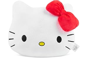 Get Trend Hello Kitty Sanrio Coussin Peluche 3D Lit et Canapé, Coussin Câlin Femme, Adolescent et Enfant, Accessoires Chambre, Cadeau pour Elle (Blanc Hello Kitty, L37 x W32)