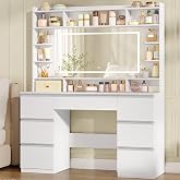 Hzuaneri EDT45203XEU Dressers | Tocador con Iluminaci&oacute;n, Ajustable en 3 Colores, 7 Cajones y Compartimentos de Almacenamiento