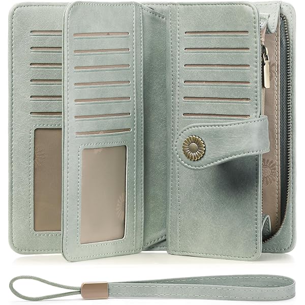 GAEKEAO Dames Portemonnee RFID Blokkerende Flap Polsbandje Portemonnee voor Vrouwen Zip Rond Grote Capaciteit Creditcard Clutch met Portemonnees