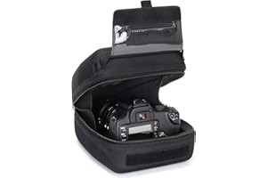 USA Gear Quick Access DSLR Hard Shell Camera and Zoom Lens Housing with Molded EVA Protection, Padded Interior, Belt Holster and Rubber Coated Grip