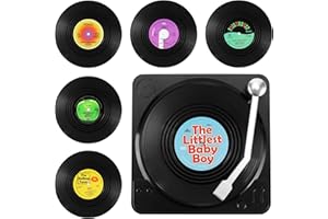 GoldOars 6Pcs Sottobicchieri Retrò in Vinile con Supporto, Retro Vinyl Record CD Sottobicchieri Rotondi Sottobicchieri per caffè Il Freddo Bevande Calde, 10x10x0.2cm (M1)