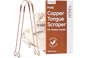 Arista Tunga skrapa av koppar, bevisat att förhindra orala sjukdomar och öka immuniteten, Naturligt antimikrobiell, Ayurveda tungrengörare, Miljövänlig, Måste ha för tandhygien, Hans och henne, 2-pack