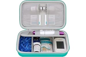Elonbo Diabetic Supplies Travel Case, Glucose Meter Portable Storage Bag, Insulin Pen and Medication Carrying Case for Glucose Meters, Insulin Pen, Test Strips, Lancets, Syringe, Needles, Turquoise
