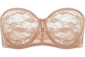 Dobreva Biustonosz damski bez ramiączek z fiszbinami z koronki Dirndl Bandeau z przezroczystymi ramiączkami