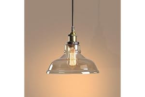 LIGKIN Lámpara Colgante Industrial Vintage E27 Lámpara de Techo Pantalla de Cristal Iluminación de Techo Lámpara Suspendida para Dormitorio Sala de Estar Restaurant