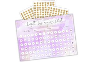 Templatables Weight Loss Progress Chart Poster with 88 Gold Star Stickers – A4 Size | Watercolour Design | Thick 450gsm Card | Track Every Pound Lost | Wall Chart for Slimming Motivation (Purple)