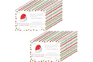 Clabby Rapports Officiels d'Elfe 4 x 6 Pouces Comportement Elfes Avis Notes Officielles Coquines ou Gentilles de Votre Elfe Cartes de Notes d'Elfe de Noël pour Étudiant et Enfant (100 Pièces)