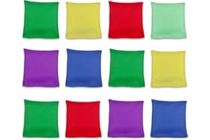 Flintronic 12 PCS Bean Bags, Colorful Mini Toy for Cornhole, Kids Throwing, Fun Sports, Outdoor Family Games, Hand Toss Games, Girls Boys Party Games (7.5cm*7.5cm)