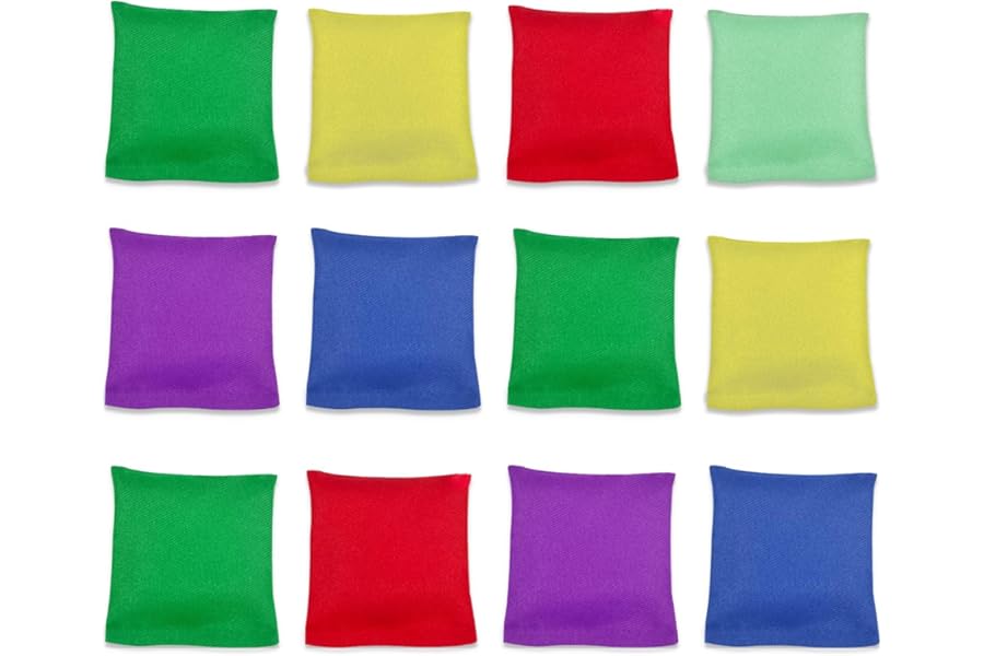 Flintronic 12 PCS Bean Bags, Colorful Mini Toy for Cornhole, Kids Throwing, Fun Sports, Outdoor Family Games, Hand Toss Games, Girls Boys Party Games (7.5cm*7.5cm)