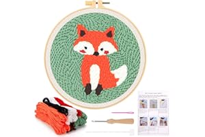 JSRQT Punch Needle Kit Ricamo Starter con Penna a Punzone di per Aghi da Punzonatura Strumento Principianti Bambini Adulti a Punto Croce Mestiere (Volpe)