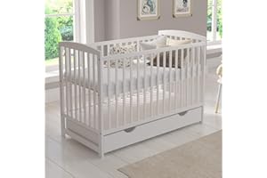 ‎LOVE FOR SLEEP Love For Sleep Babybett Beistellbett 120x60cm mit Schaumstoffmatratze Weiß Jacob Kinderbett Baby Bett Holz - Kinderbett Babybett, Mitwachsend Gitterbett Baby Bed