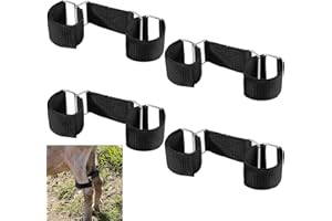 FABBAY 4 Pcs Goat Hobbles Nylon Leg Goat Milking Stand Black Goat Banding Kit Banding Tool for Goats Milking Hobble Equipment