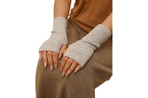 Prettystern Donna Scaldamani Guanti Dita Scoperte in Cashmere 100% Cachemire Polsini Manicotti