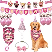 Hundehut & Halstuch Set Für Geburtstag – Blaue Paillettenmütze, Banner, Für Kleine Hunde