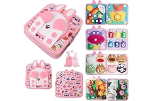 AYSOW Busy Board Libro Montessori Interattivo 1 Anno,Quiet Book Sensoriale Educativo Giochi Libro,Giochi da Viaggio per Bambini,Pannello di Feltro attività, Regalo Bambini 1 2 3 4 5 6 Anni