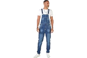 Wash Clothing Company Salopette di jeans Loose Fit 3 colori Uomo Dettaglio Abrasione rips dungarees tuta da lavoro