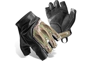 Zune Lotoo Guanti Tattici Militari mezza Dita, Guanti Moto Estivi Traspiranti con Protezione Nocca da Softair Lavoro Arrampicata Motocross Paintball Campeggio per Uomo e Donna, ZAG3-F